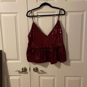 Red sequin peplum tank